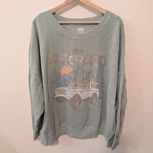 Ford Bronco Seafoam Green Metallic Silver Graphic Sweatshirt Size 3X